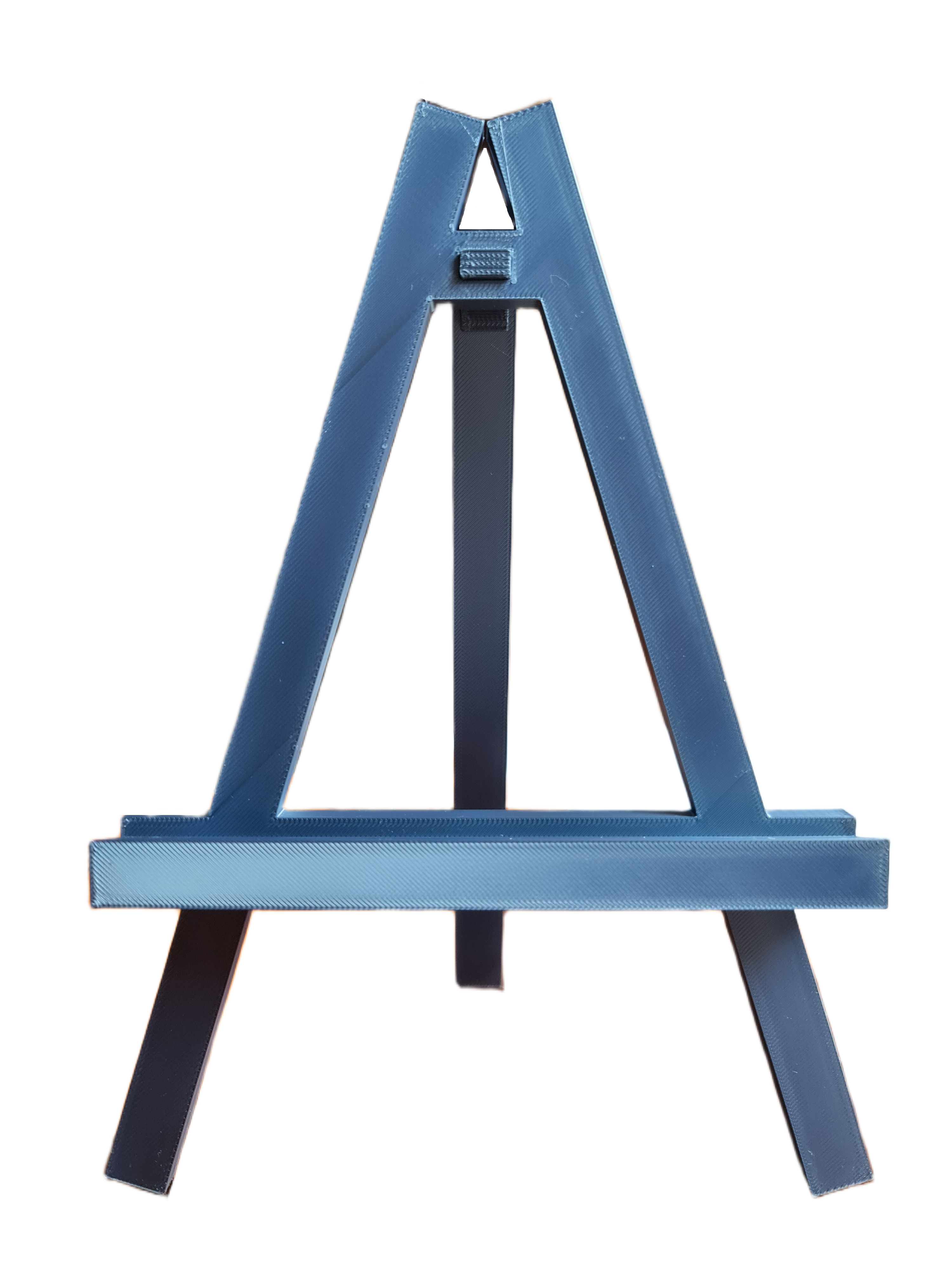 Blue metal easel stand by Acier Manufacturing Limited, isolated on white background