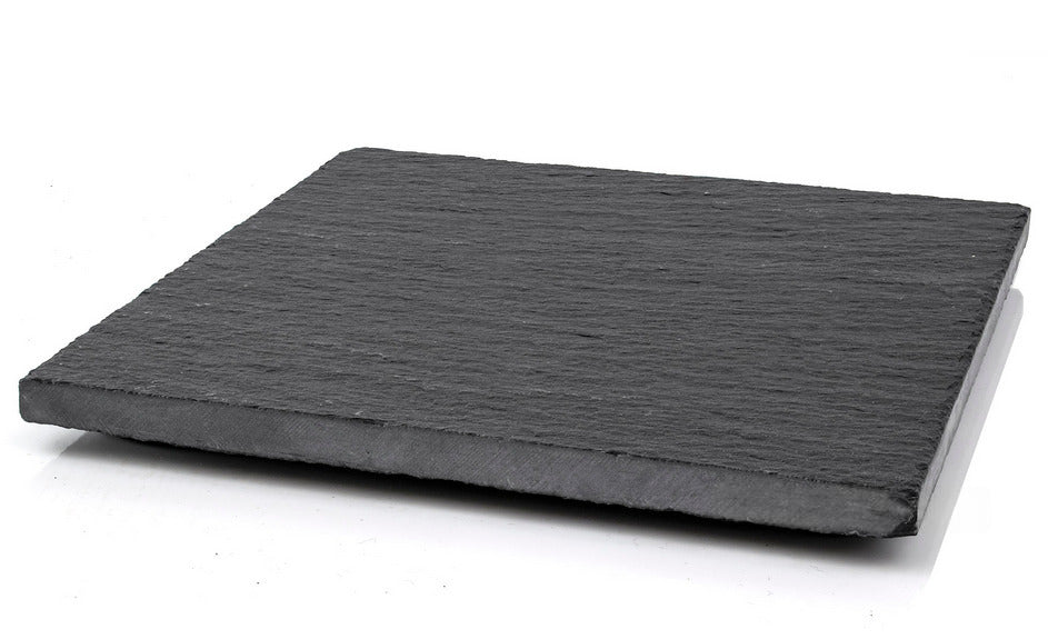 Contemporary square black stone coaster with textured surface from Acier Manufacturing Limited