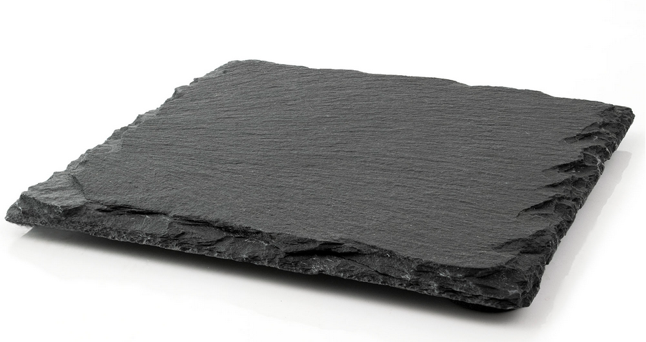 Natural square dark slate drink coaster with rough edges from Acier Manufacturing Limited