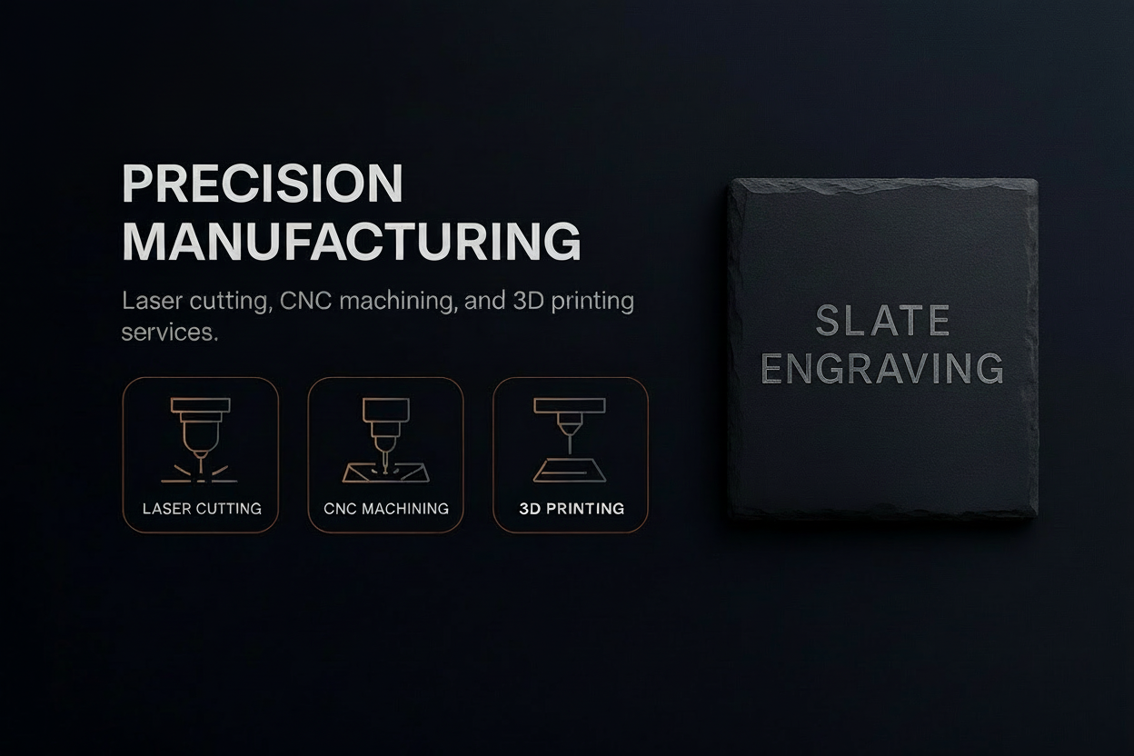 Advertisement for Acier Manufacturing Limited's precision manufacturing services on a dark background.