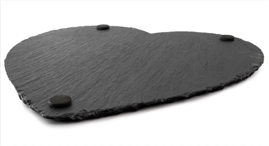 Slate heart-shaped placemat with non-slip pads by Acier Manufacturing Limited
