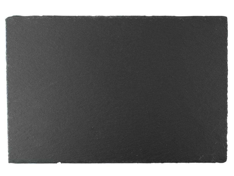 Rectangular black slate placemat with natural edges, Acier Manufacturing Limited